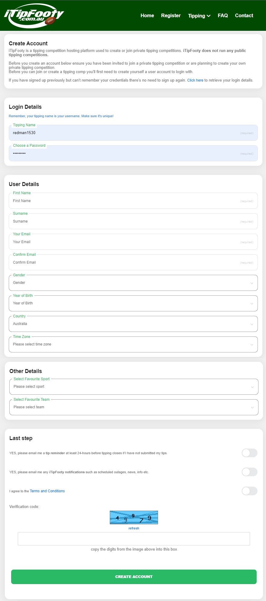 sign up